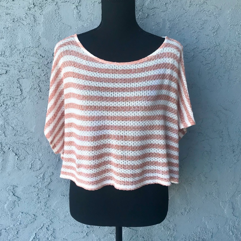 Pink & Cream Stripe Crop Top 🎀
